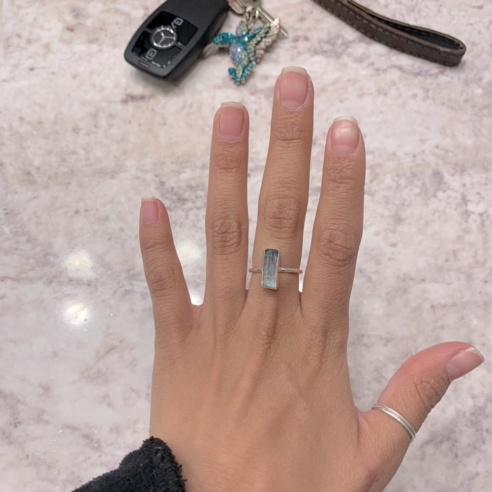 Raw Aquamarine Bar Ring